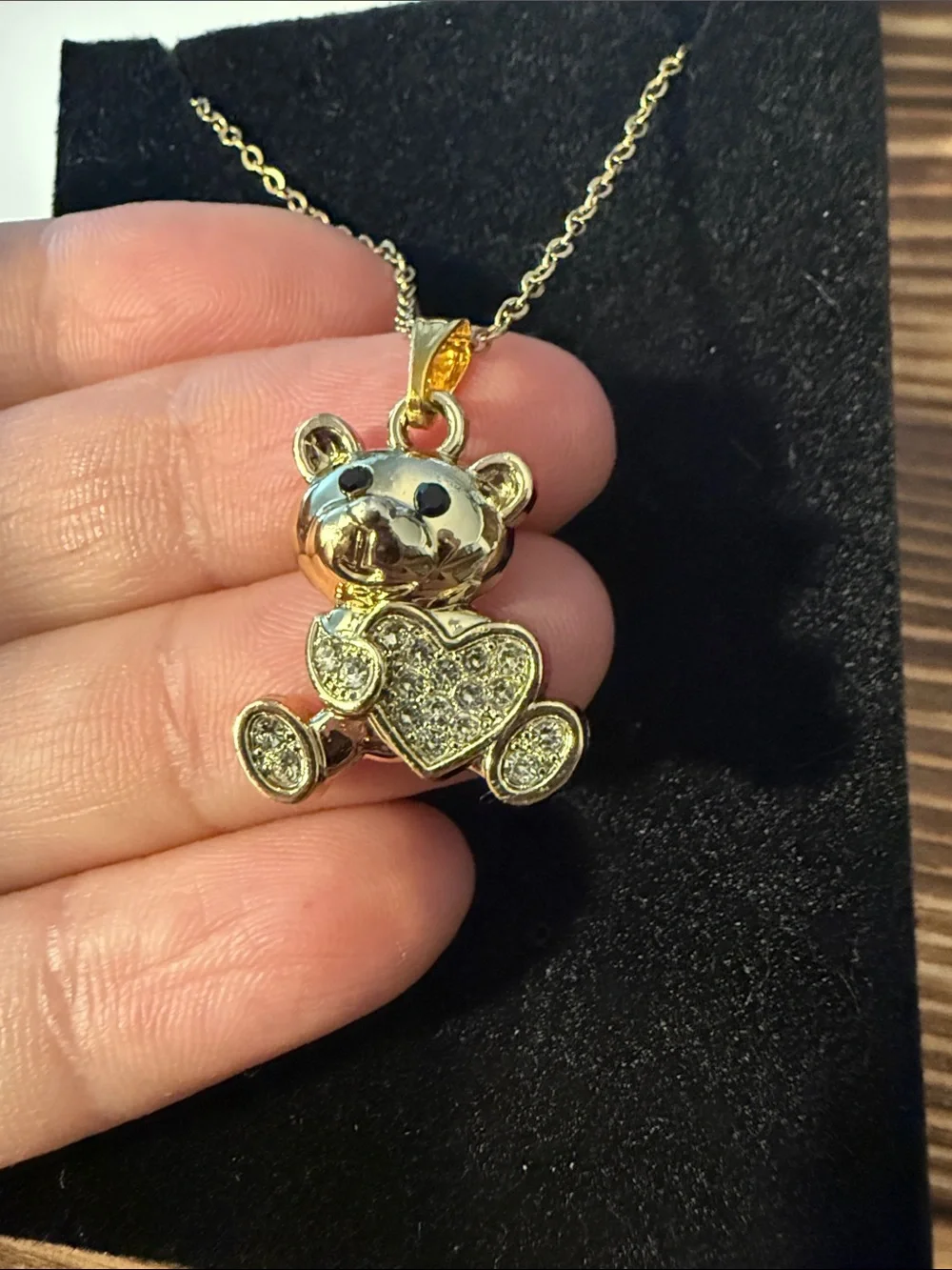 2Ct Round Cut Real Moissanite Teddy Bear Cartoon Pendant 14K Yellow Gold Plated